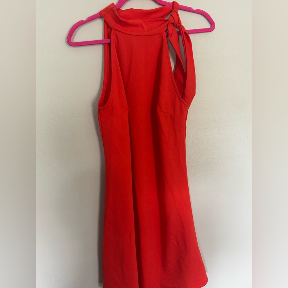 NWT Stunning Morgan Taylor Red Tie Neck Mini Sleeveless Dress Medium